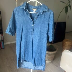 Women’s Denim Chambray Short Sleeve Shirt Dress – Size S